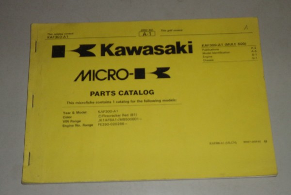Teilekatalog / Ersatzteilliste / Parts List Kawasaki KAF 300 A 1 Stand 1990