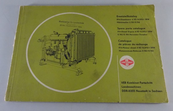 Teilekatalog Fortschritt IFA-Dieselmotor 4 VD 14,5 / 12-1 SRW Stand 09/1985