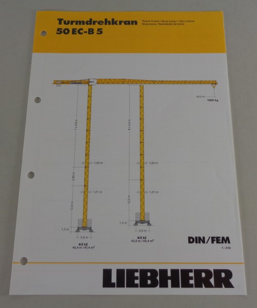Datenblatt / Technische Beschreibung Liebherr Turmdrehkran 50 EC-B 5 von 04/2007