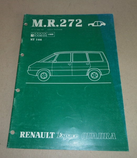 Werkstatthandbuch Renault Espace Quadra / Allrad 4 x 4 Karosserie Stand 07/1988