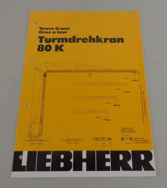 Datenblatt / Technische Beschreibung Liebherr Turmdrehkran 80 K von 08/1982