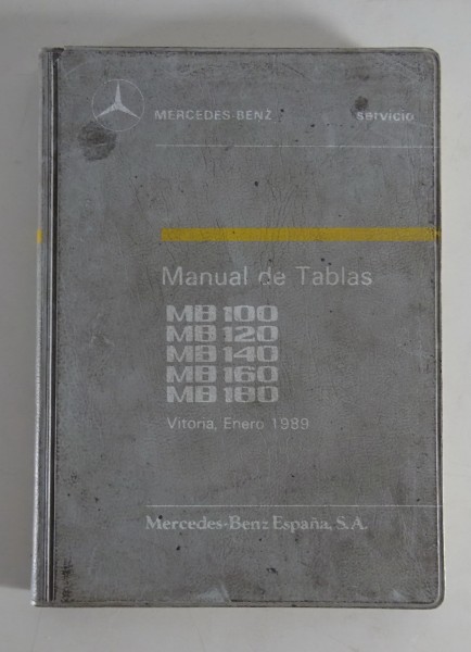 Manual de tablas Mercedes Benz Transporter MB 100 / 120 / 140 / 160 / 180 | 1989