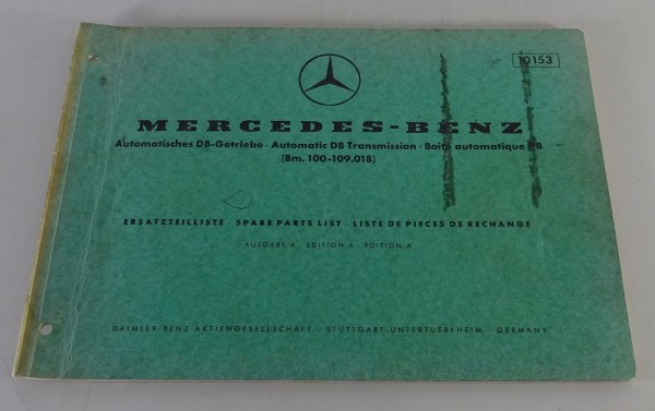 Teilekatalog Mercedes Benz W100 / W109 300 SEL Automatisches DB Getriebe 1968