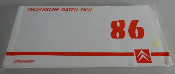 Tabellenbuch Citroen Visa / CX / BX / C15 Stand 1986