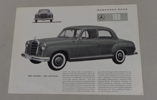 Prospektblatt Mercedes Benz 180 Ponton W120 von 9/1959