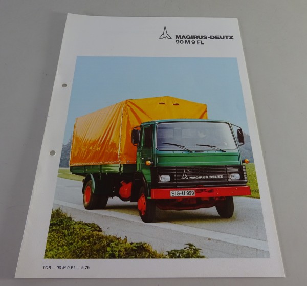 Prospekt / Broschüre Magirus-Deutz LKW 90 M 9 FL Frontlenker Pritsche von 5/1975