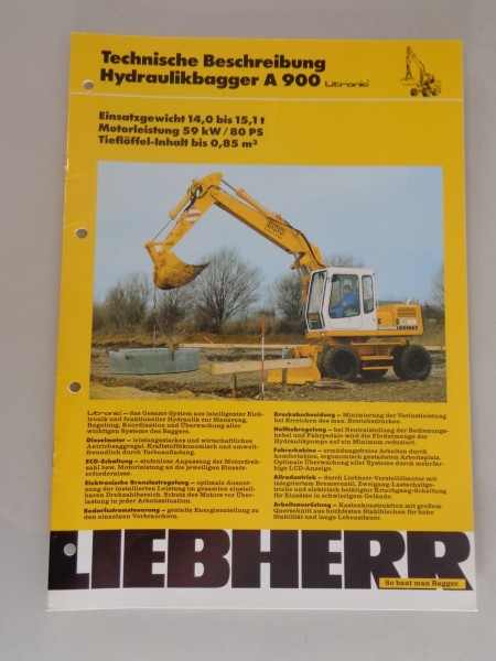 Datenblatt / Technische Beschreibung Liebherr Hydraulikbagger A 900 von 11/1992