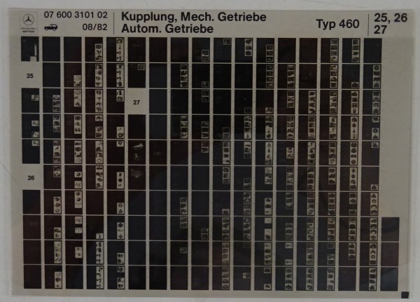 Microfich Werkstatthandbuch Mercedes-Benz G-Klasse W460 Kupplung, Getriebe 1982