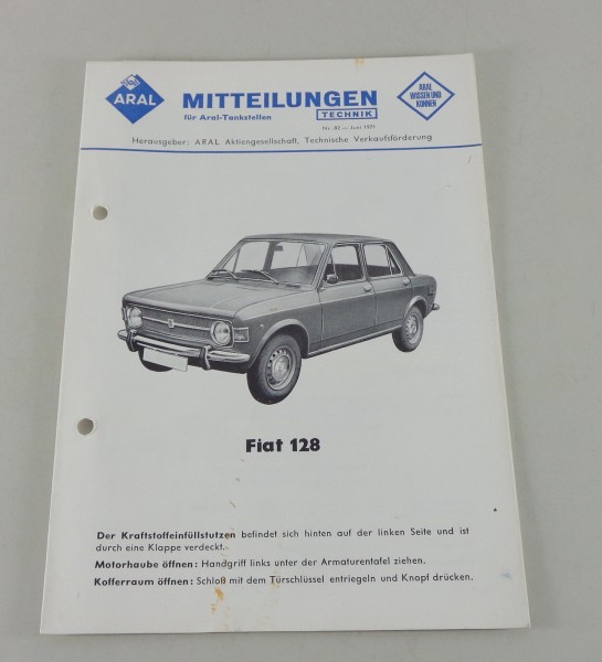 Service Mitteilung Aral Fiat 128 von 06/1971