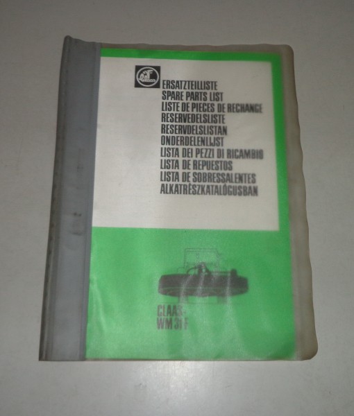 Teilekatalog / Spare Parts List Claas Frontmähwerk WM31F | 01/1982
