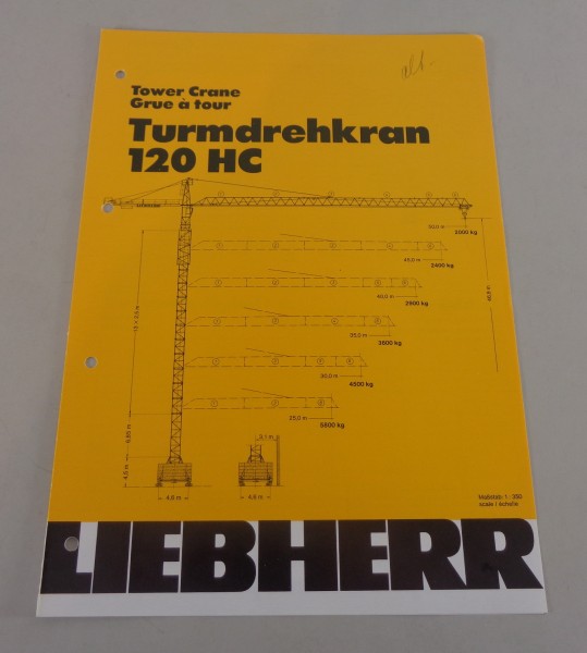 Datenblatt / Technische Beschreibung Liebherr Turmdrehkran 120 HC von 04/1988