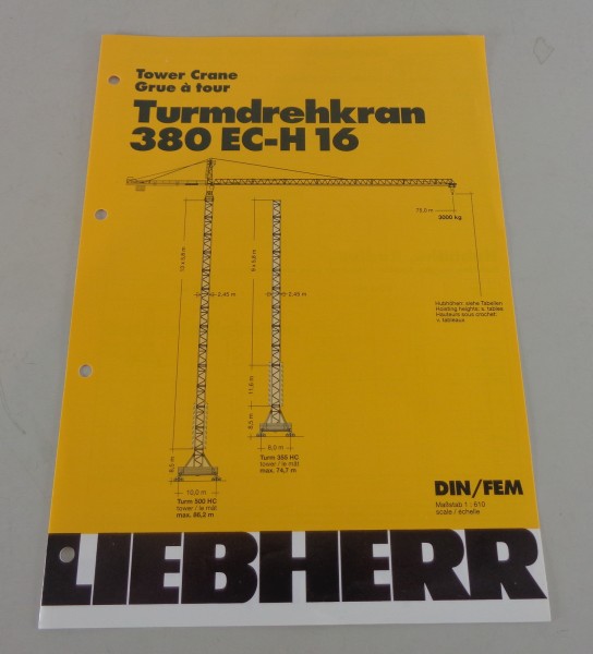 Datenblatt / Technische Beschreibung Liebherr Turmdrehkran 380 EC-H 16 von 1998