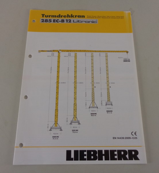 Datenblatt Liebherr Turmdrehkran 285 EC-B 12 Litronic von 04/2010