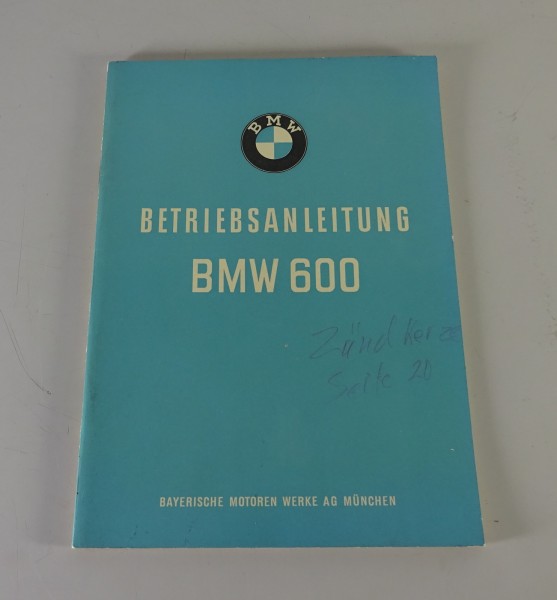 Betriebsanleitung / Handbuch BMW 600 Stand 01/1959