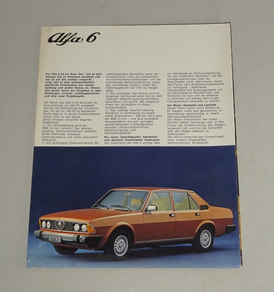 Prospekt / Broschüre Alfa Romeo 6 / Sei 2,5l V6 Stand 03/1979