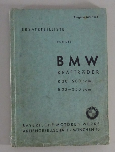 Teilekatalog / Ersatzteilliste BMW Motorrad R20 / R23 Stand 06/1938