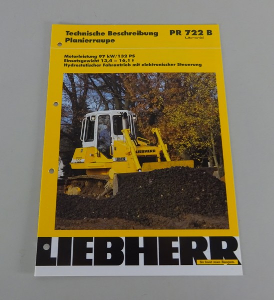 Prospekt Liebherr Planierraupe PR 722 B Litronic Technische Daten Stand 04/2001