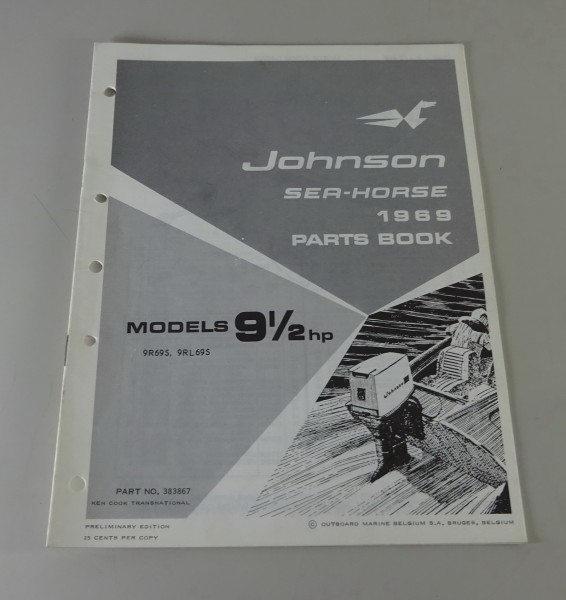 Teilekatalog OMC Johnson Outboards 9.5 PS Models von 1969