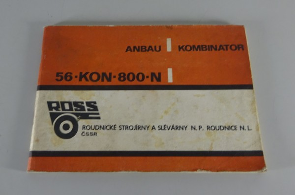 Betriebsanleitung ROSS Anbau-Grubber/Kombinator 56-KON-800-N Stand 01/1977