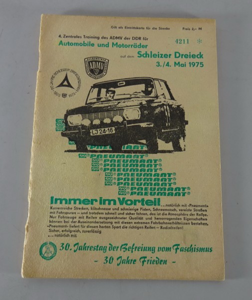 Prospekt/Broschüre Renn-Programm ADMV Schleizer Dreieck DDR Motorsport von 05/75