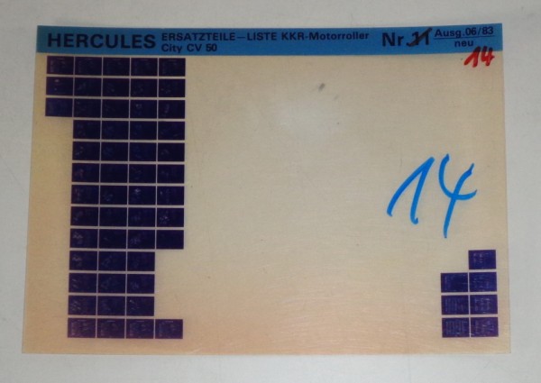 Microfich Ersatzteilkatalog Hercules KKR Motorroller CITY CV 50 Stand 06/83