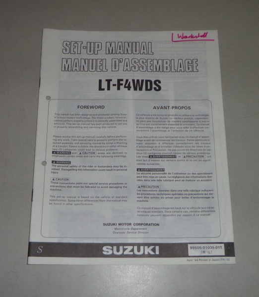 Montageanleitung / Set Up Manual Suzuki LT-F4 WD Stand 04/1994
