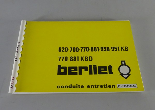 Betriebsanleitung / Handbuch Renault LKW Berliet 620 - 951 KB / KBD Stand 1976