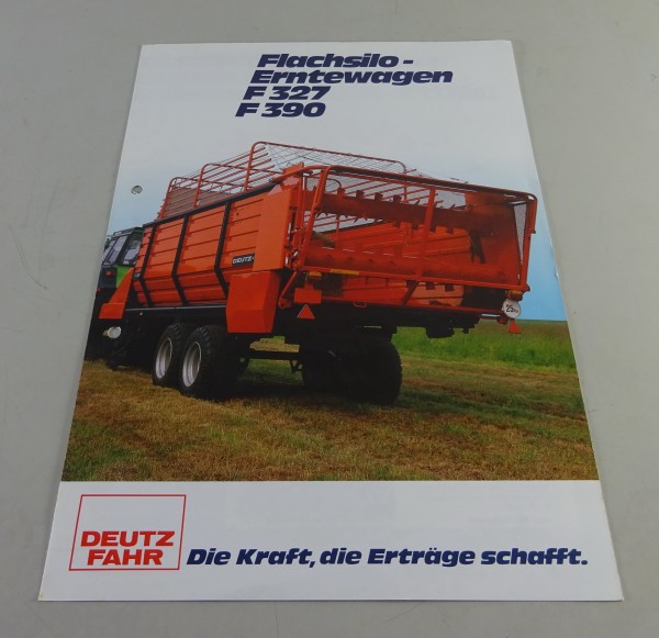 Prospekt / Broschüre Deutz-Fahr Flachsilo-Erntewagen F 327 / F 390 Stand 08/1980