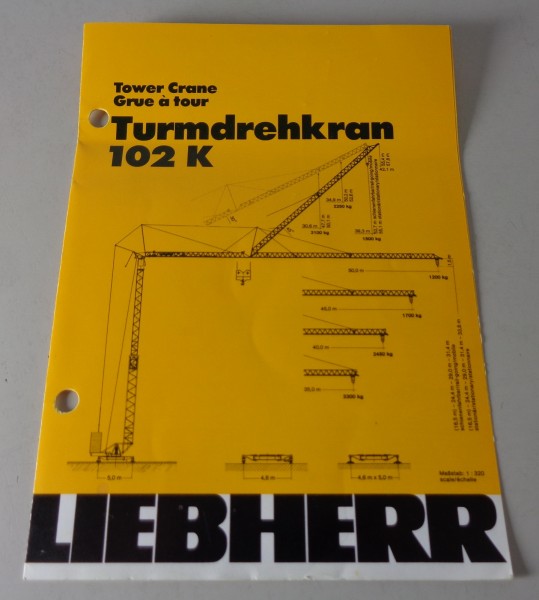 Datenblatt / Technische Beschreibung Liebherr Turmdrehkran 102 K Stand 1987