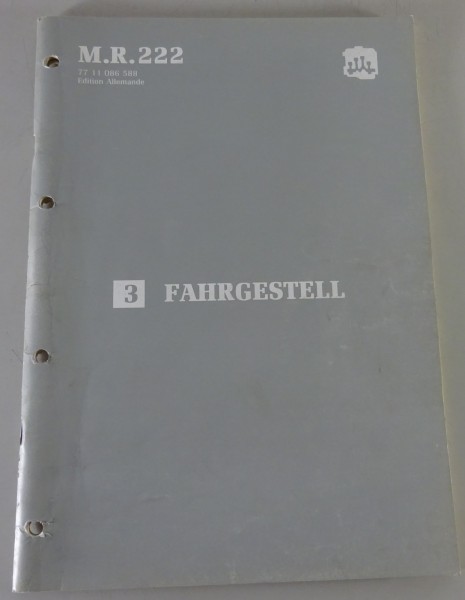 Werkstatthandbuch / Reparaturanleitung Renault Trafic 3 Fahrgestell Stand 1989