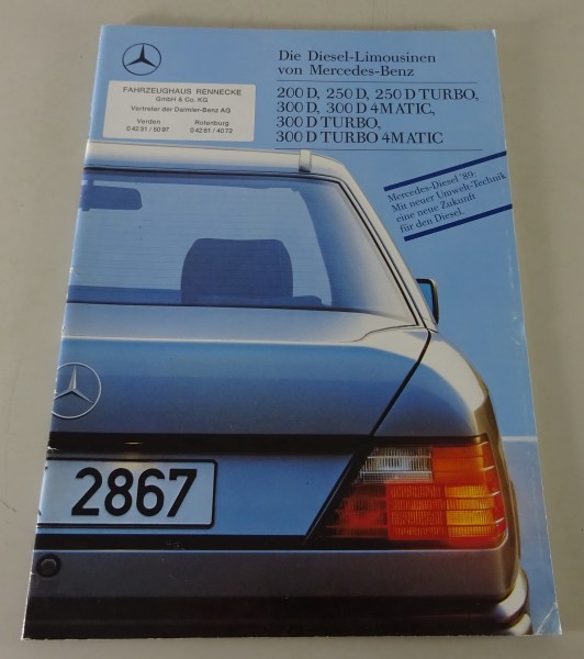Prospekt Mercedes-Benz W124 Diesel Limousine 200 D - 300 D Turbo von 03/1989