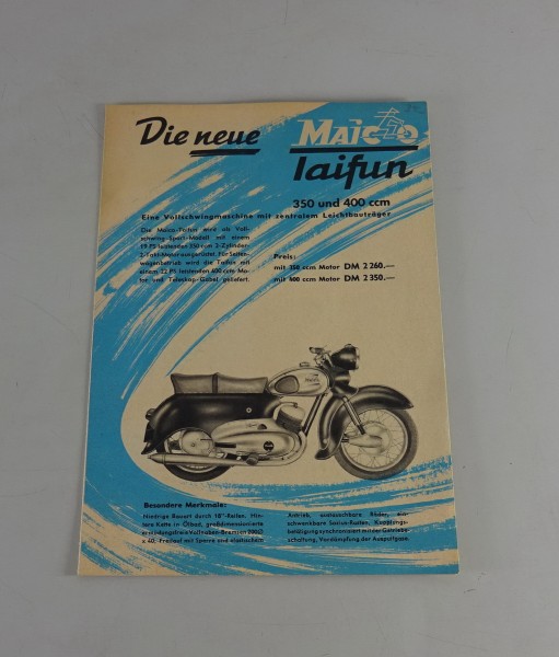 Prospekt / Broschüre Maico Taifun, Fanal, M 175 + 200 + Maico Mobil Stand 1954
