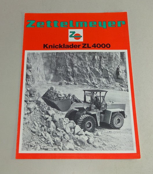 Prospekt / Broschüre Zettelmeyer Knicklader ZL 4000 Stand 04/1976