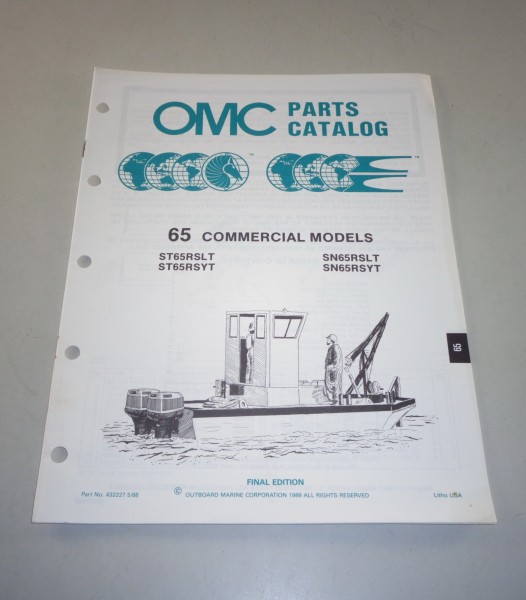 Teilekatalog OMC Bootsmotor Außenborder 65 Commercial Models ab ST65RSLT v. 1988