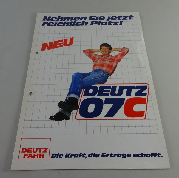 Prospekt / Faltprospekt Deutz 07 C-Traktor Stand 1980er Jahre