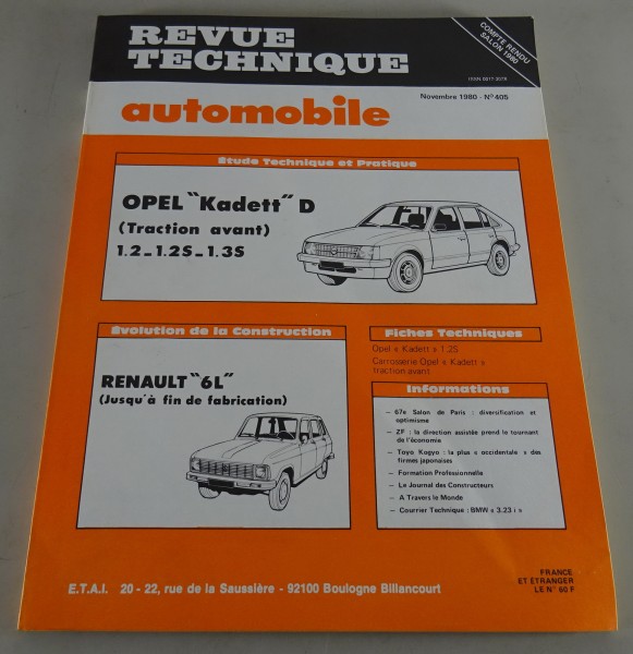 Reparaturanleitung Revue Technique Opel Kadett D / Renault R6 L Stand 11/1980