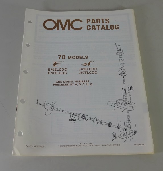 Teilekatalog Johnson Evinrude Außenborder / Outboards 70 Models von 5/1986