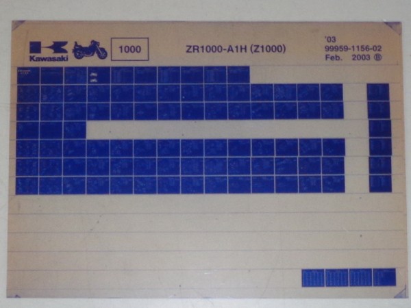 Microfich Ersatzteilkatalog Kawasaki Z 1000 ZR 1000 A1H Model 2003 Stand 02/03