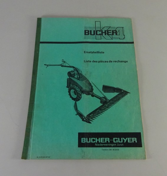 Teilekatalog / Ersatzteilliste Bucher Einachsschlepper K4 Stand 01/1967