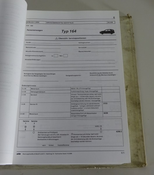 Wartungshandbuch Mercedes Benz W164 W169 R171 W211 C219 W221 W245 W251 von 2005