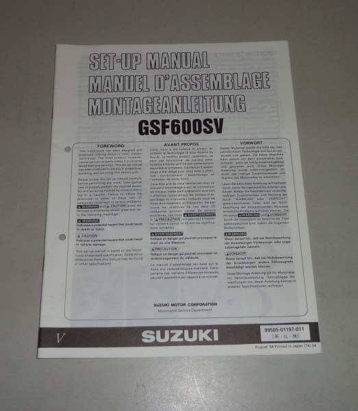 Montageanleitung / Set Up Manual Suzuki GSF 600 S Stand 08/1996