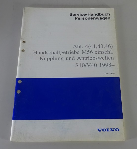 Werkstatthandbuch Volvo S40 / V40 Handschaltgetriebe M56 Stand 07/1997