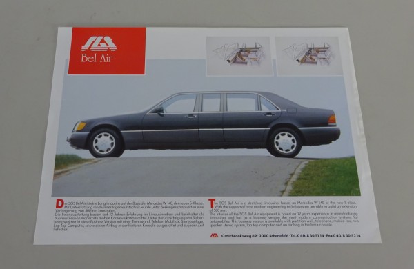 Prospektblatt Mercedes-Benz W140 SGS Bel Air