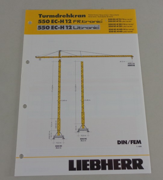 Datenblatt Liebherr Turmdrehkran 550 EC-H 12 FR.tronic / Litronic von 03/2007