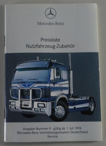Preisliste Mercedes-Benz Nutzfahrzeuge-Zubehör Ausgabe Nr.: 9 Stand 07/1994