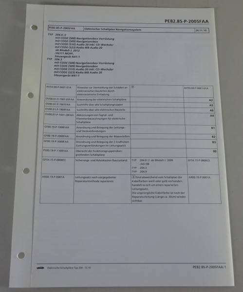 Schaltplan Mercedes-Benz W204 Navigationssystem | Typ 204 | Stand 12/2010