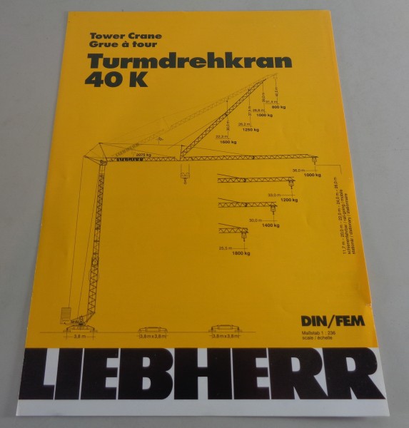 Datenblatt / Technische Beschreibung Liebherr Turmdrehkran 40 K von 04/1995