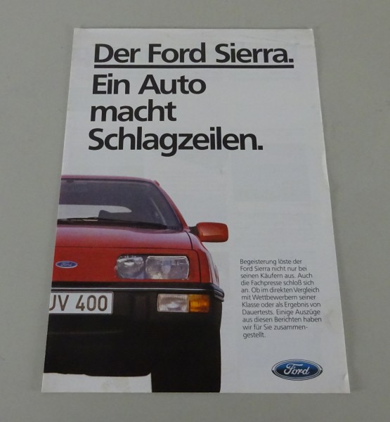 Prospekt / Broschüre Ford Sierra Stand 04/1984