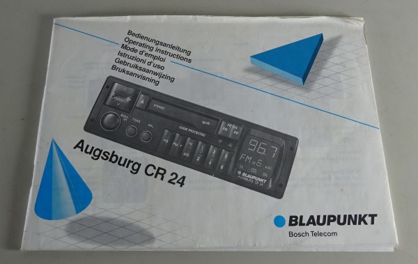 Betriebsanleitung Blaupunkt Autoradio Stereo Augsburg CR 24 Stand 05/1993