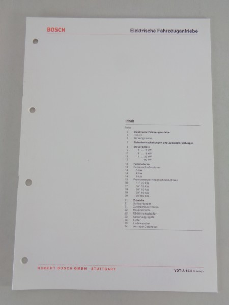 Ausrüstungskatalog / Technische Info Bosch Elektrische Fahrzeugantriebe von 1975